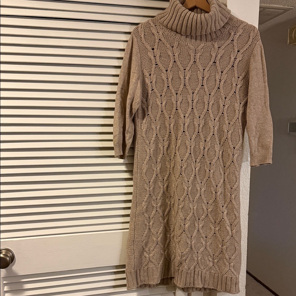 Weekend Max Mara Tan Cable Knit Midi Dress